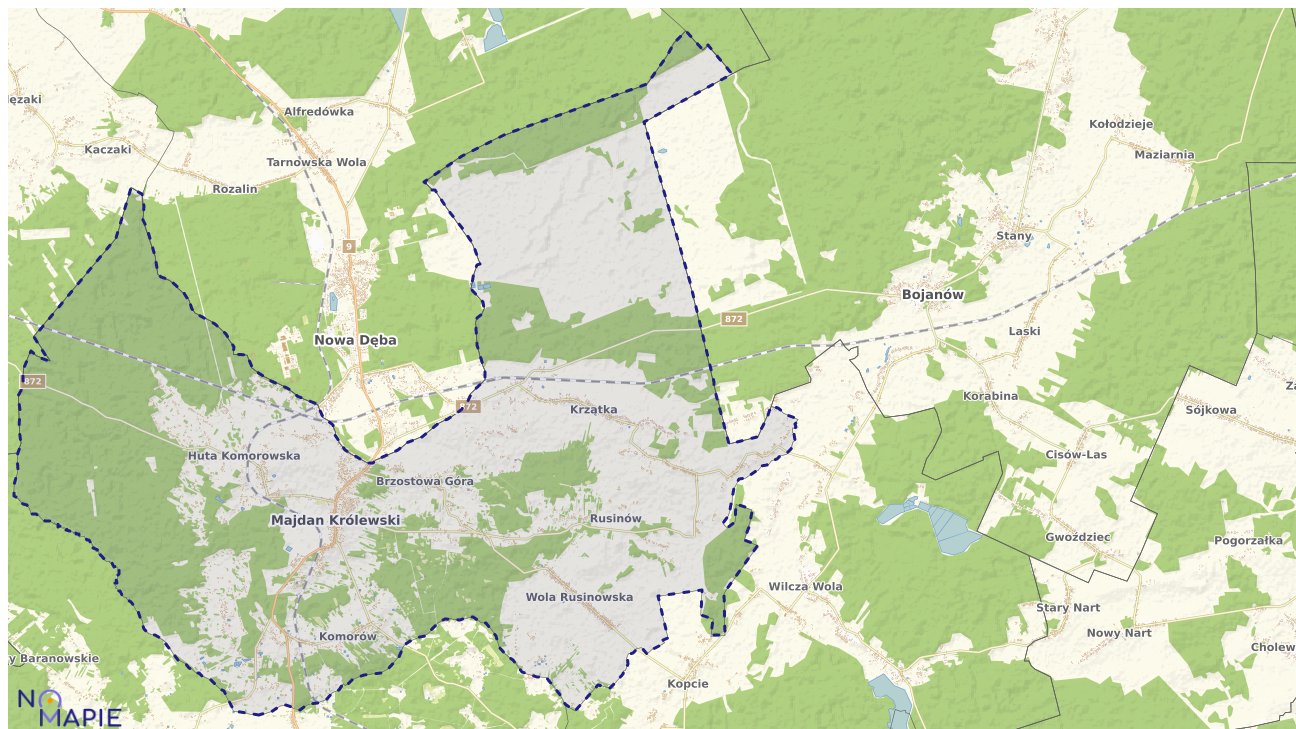Mapa obszarów ochrony przyrody Majdanu Królewskiego