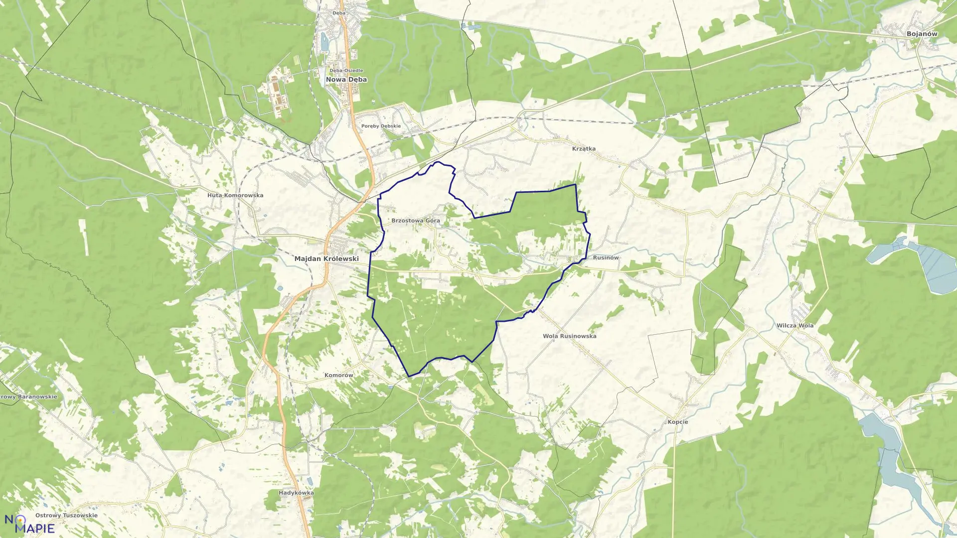 Mapa obrębu Brzostowa Góra w gminie Majdan Królewski