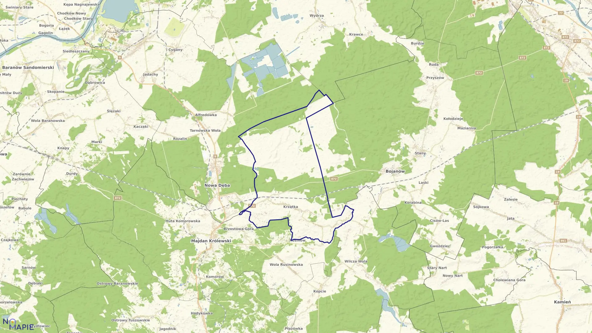Mapa obrębu Krzątka w gminie Majdan Królewski