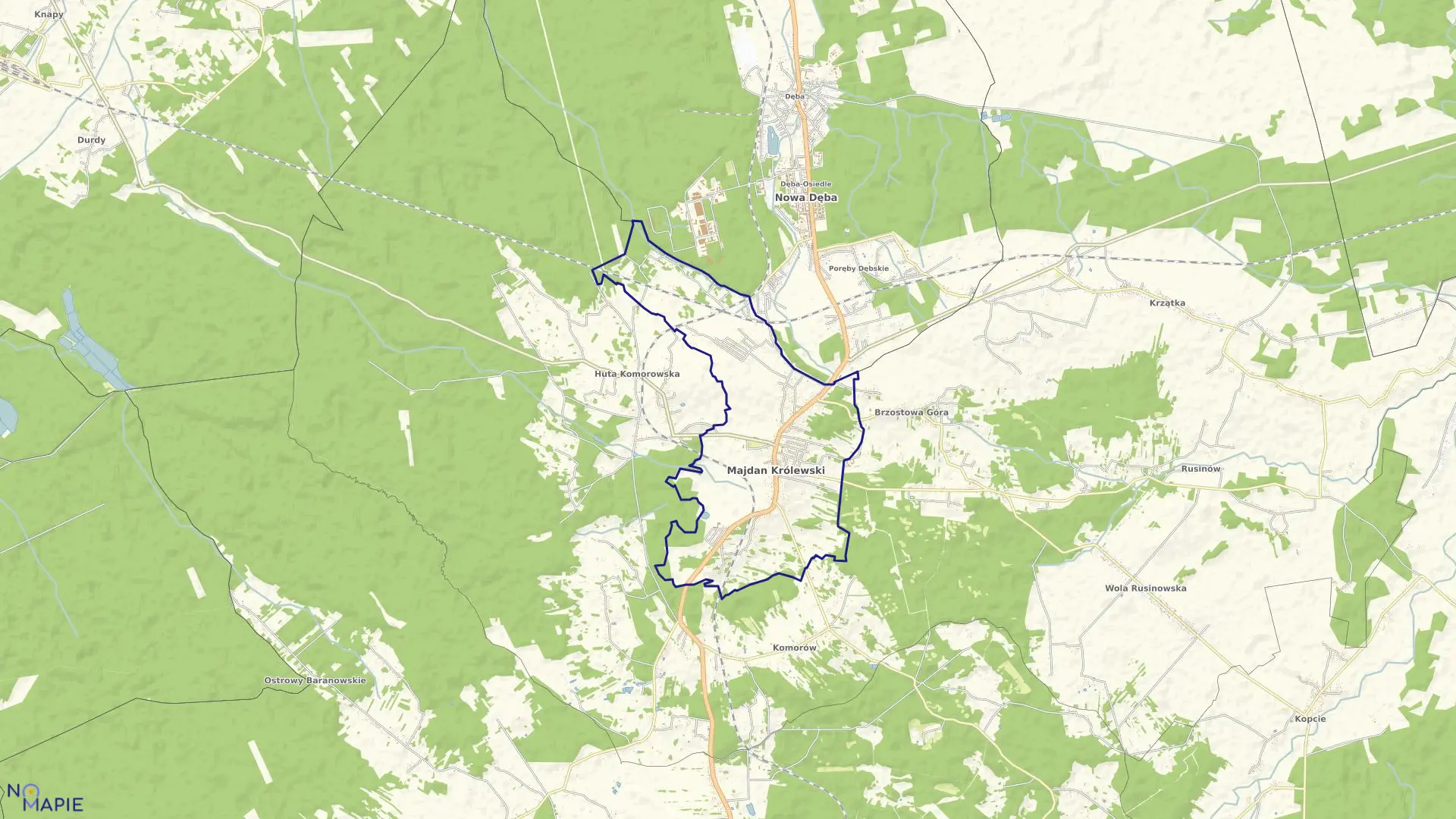 Mapa obrębu Majdan Królewski w gminie Majdan Królewski